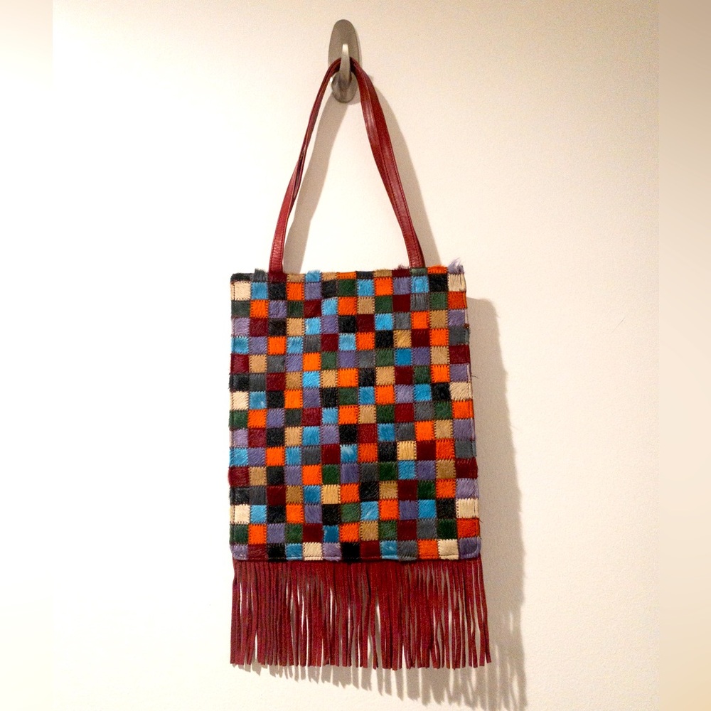 Caterina Lucchi Multicolor Patchwork Fringe Tote Bag
